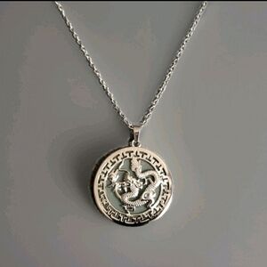 Green Aventurine Dragon Medallion Necklace 20 in